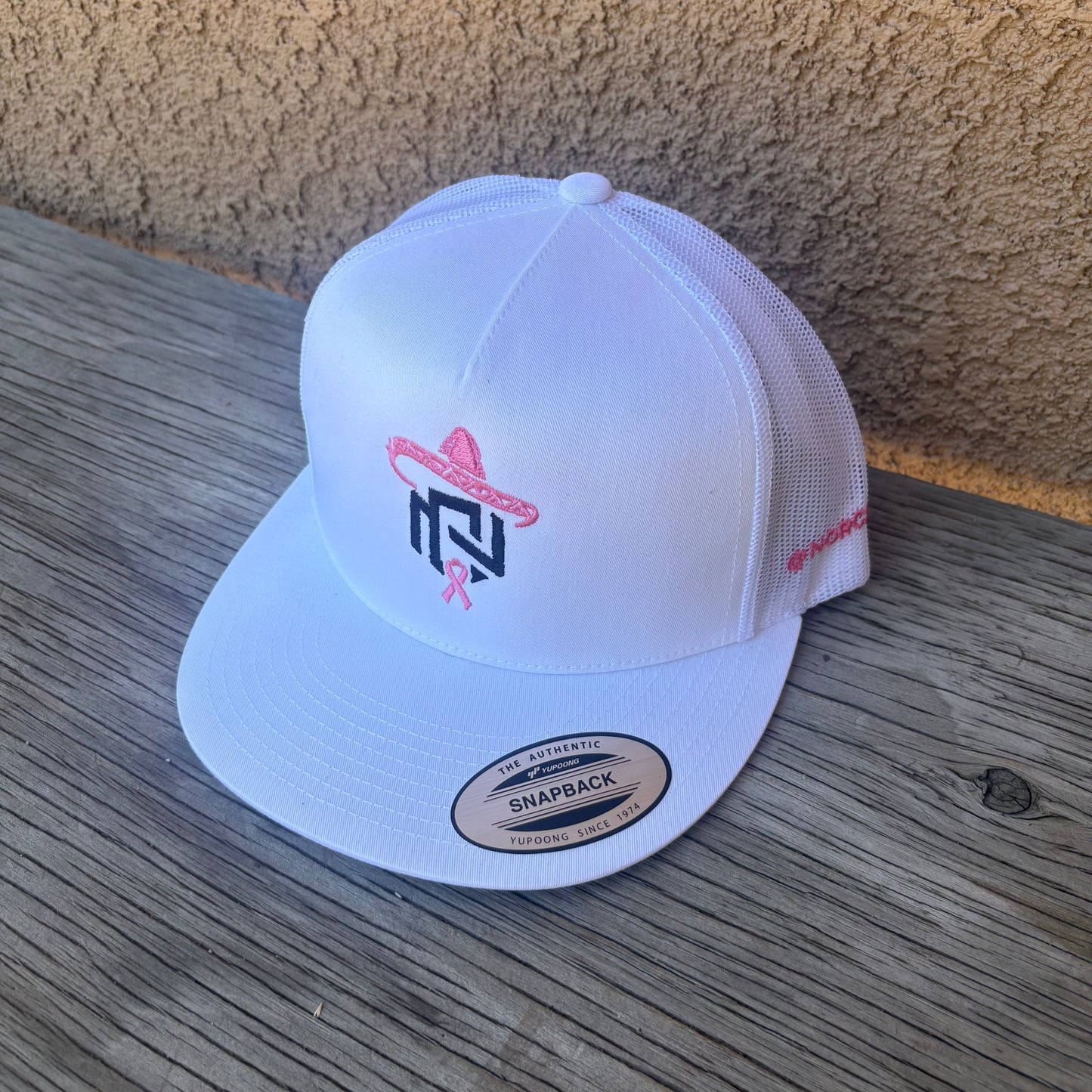 NorCal Hats SnapBack Charro White/Pink Breast Cancer Awareness
