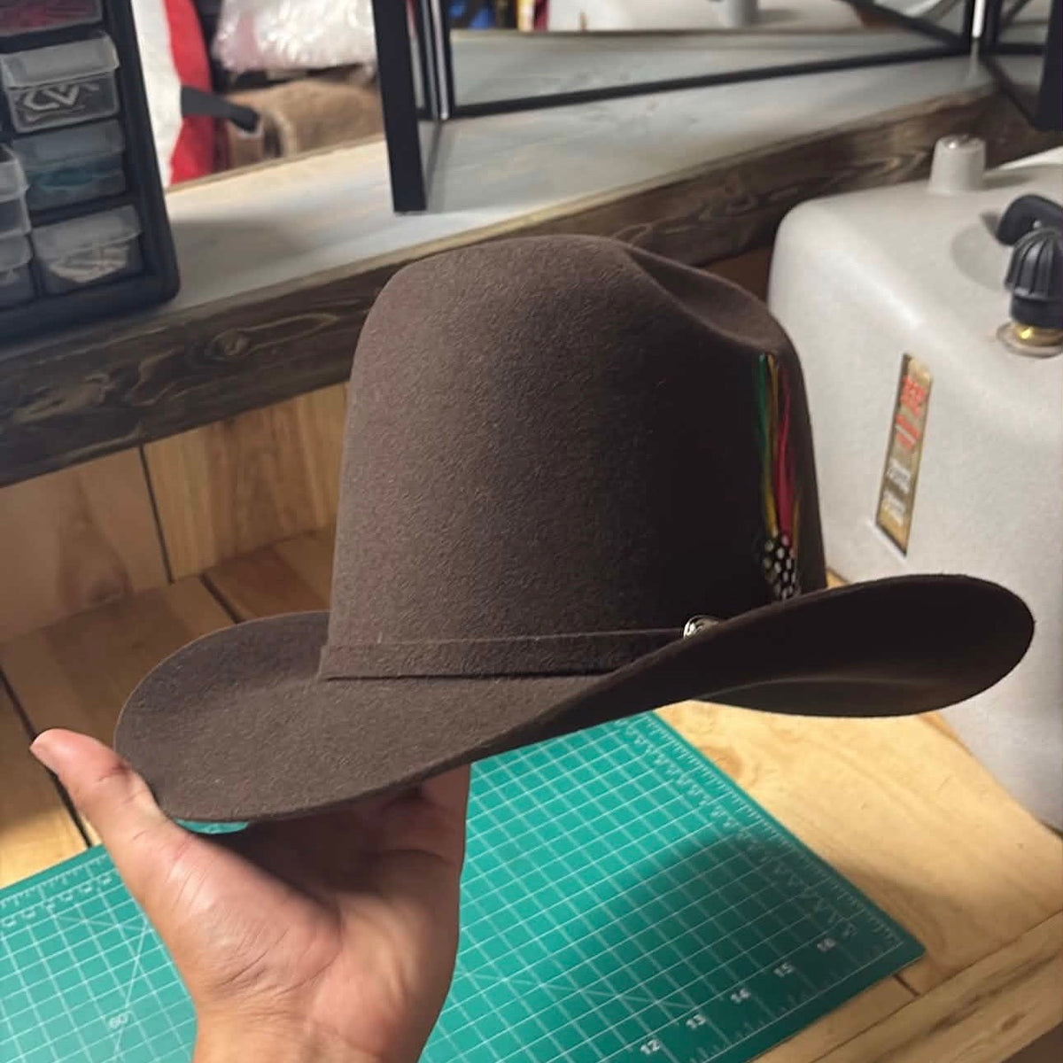 Laredo Hats Wool Felt Open Tall Crown Chocolate